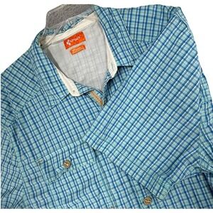 Crocs Croslite Shirt Mens Relaxed Fit Blue Bahama Plaid Vented Breathable‎